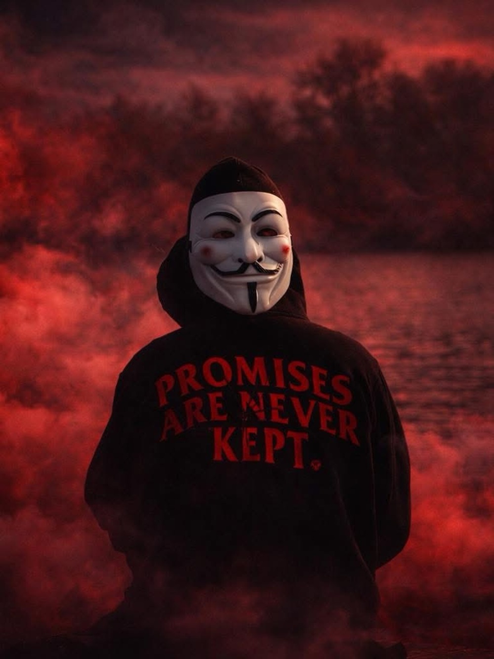 Mens Zip-Up Hoodie Sweater with Bold Red Slogan - Black